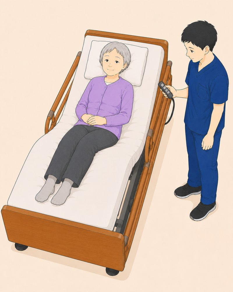 介護ベッドの膝を上げてから背を上げる