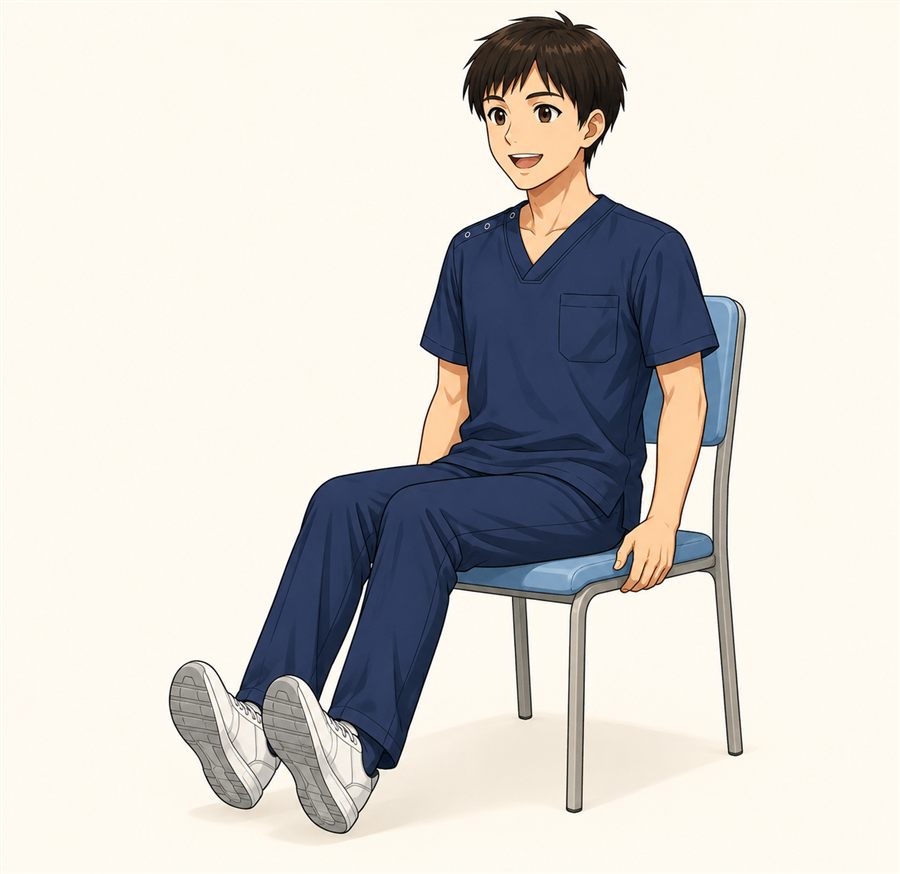 高齢者の座ってできる体操 両足のつま先を上げるタカ
