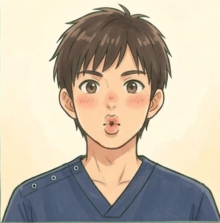 高齢者の口腔体操 ほっぺたをへこませるタカ